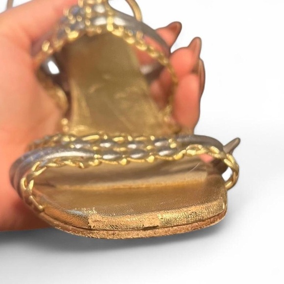 Y2K Prada Gold and Silver Metallic Heels Size 8 38.5 - Picture 10 of 11